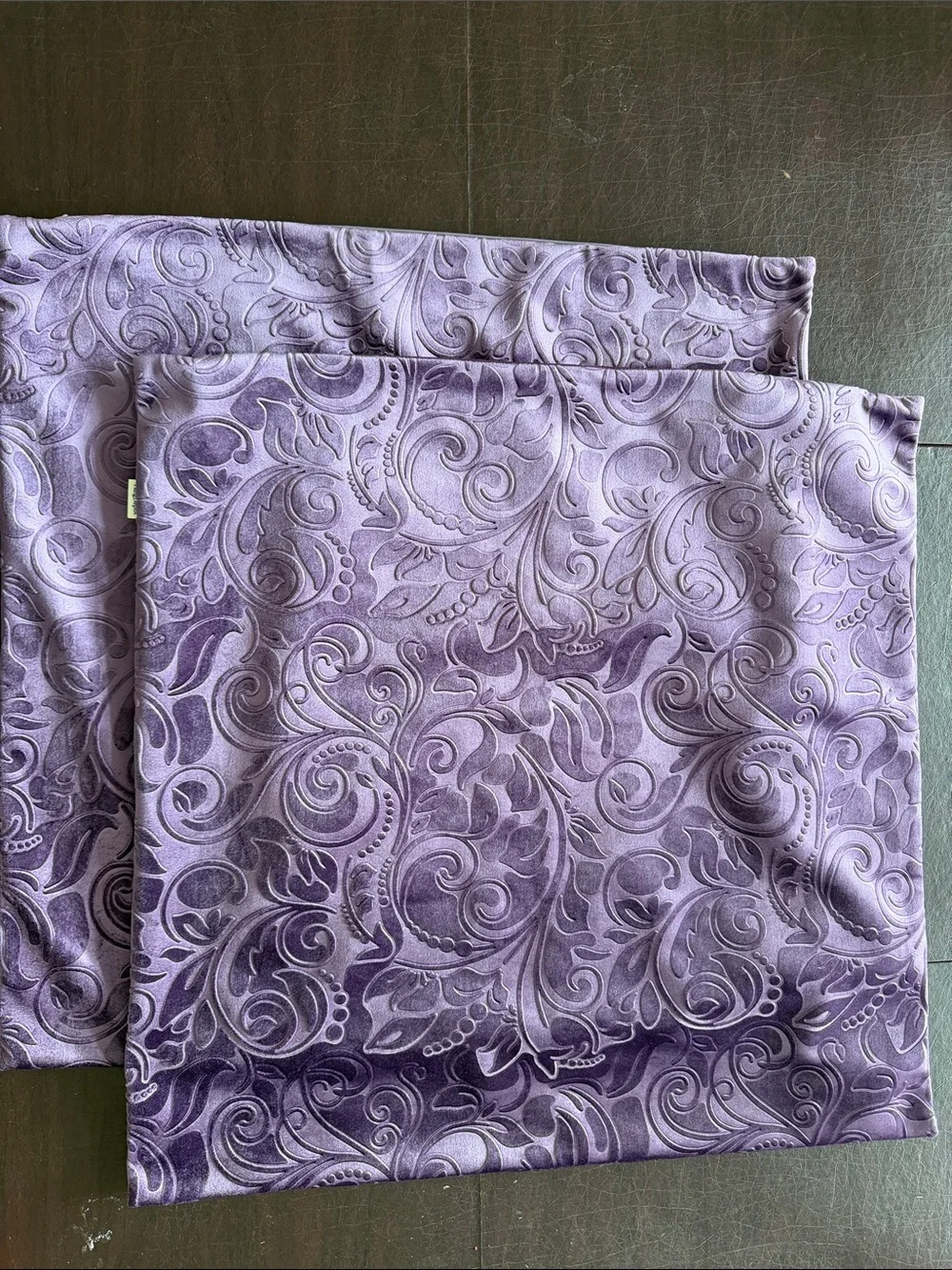 Decorative Paisley Velvet Accent Pillow Cover - Plum/Purple Color Set of 2